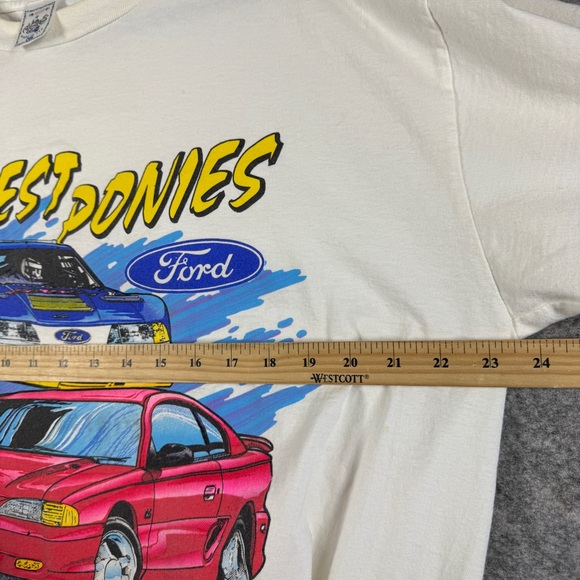 Vintage Ford Mustang Graphic T Shirt Cream Men’s XL Cars USA Made - Picture 10 of 16
